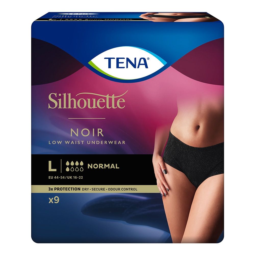 TENA Lady Silhouette Pants Normal Low Waist Noir Large -(750ml)-Pack of 9  Pants