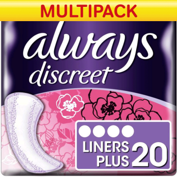 Always Discreet Liners Plus - Case Saver - 4 Packs of 20