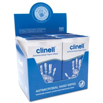 Clinell Antibacterial Hand Wipes - 100 Pack