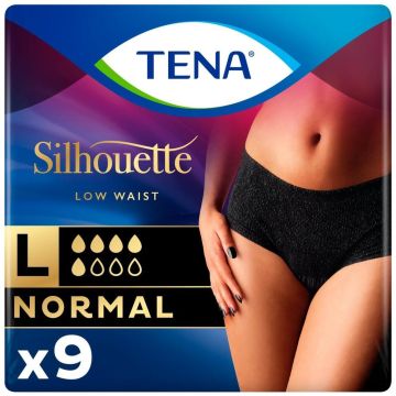 TENA Silhouette Normal Low Waist Noir Large | Pack of 9 