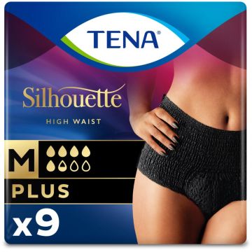 TENA Silhouette Plus High Waist Noir Pants - Medium - Black - 9 Pack