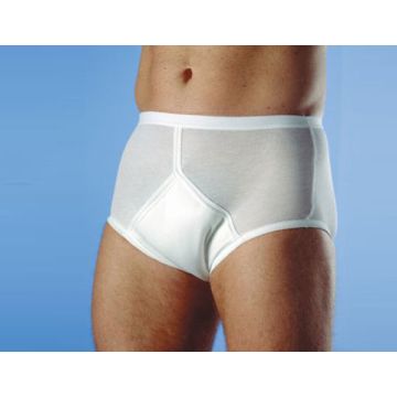 Mens Washable Incontinence Shorts - 200-280ml - White - Large
