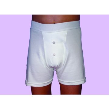 Mens Incontinence Shorts Padded - 250ml - White - Small