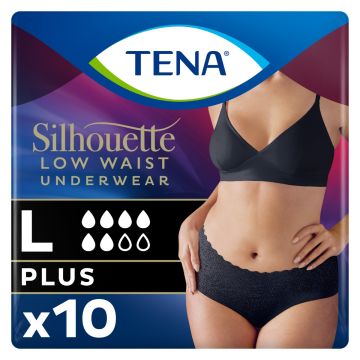 TENA Silhouette Normal Large, Black (Low Waist) - Pack of 10