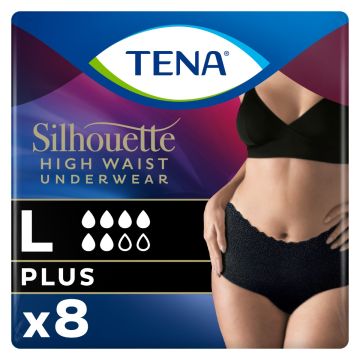TENA Silhouette Plus High Waist Noir Pants - Large - Black - 8 Pack