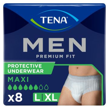 Tena Men Premium Fit Protective Underwear Maxi L/XL ( 95-130cm) – Pack 8