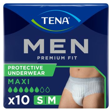 Tena Men Premium Fit Protective Underwear Maxi S/M (75-100cm) – Pack 10