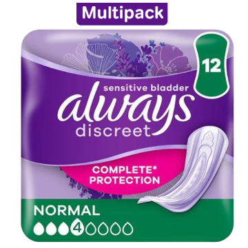 Always Discreet Pads Normal - Case Saver - 4 Packs of 12