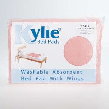 Kylie Washable Bed Pad with Wings - Double - Pink - 1 Pack