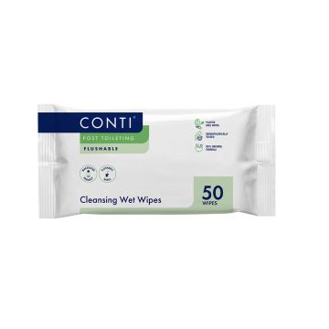 Conti Flushable Fragrance Free Moist Wipe (24 x 22cm) - 20 Packs of 50