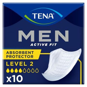 TENA Men Level 2 Absorbent Protector Pads - 10 Pack