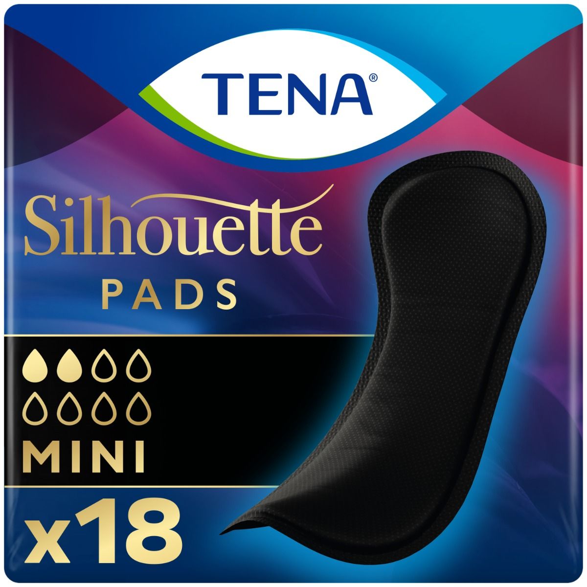 TENA\u0020Silhouette\u0020Noir\u0020Mini\u0020Pads\u0020\u002D\u0020Black\u0020\u002D\u002018\u0020Pack