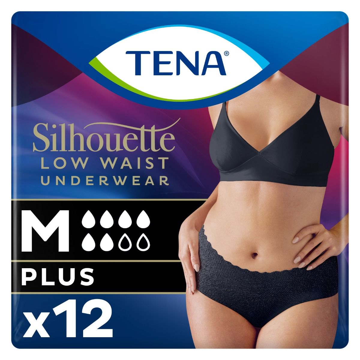 TENA\u0020Silhouette\u0020Normal\u0020Medium,\u0020Black\u0020\u0028Low\u0020Waist\u0029\u0020\u002D\u0020Pack\u0020of\u002012