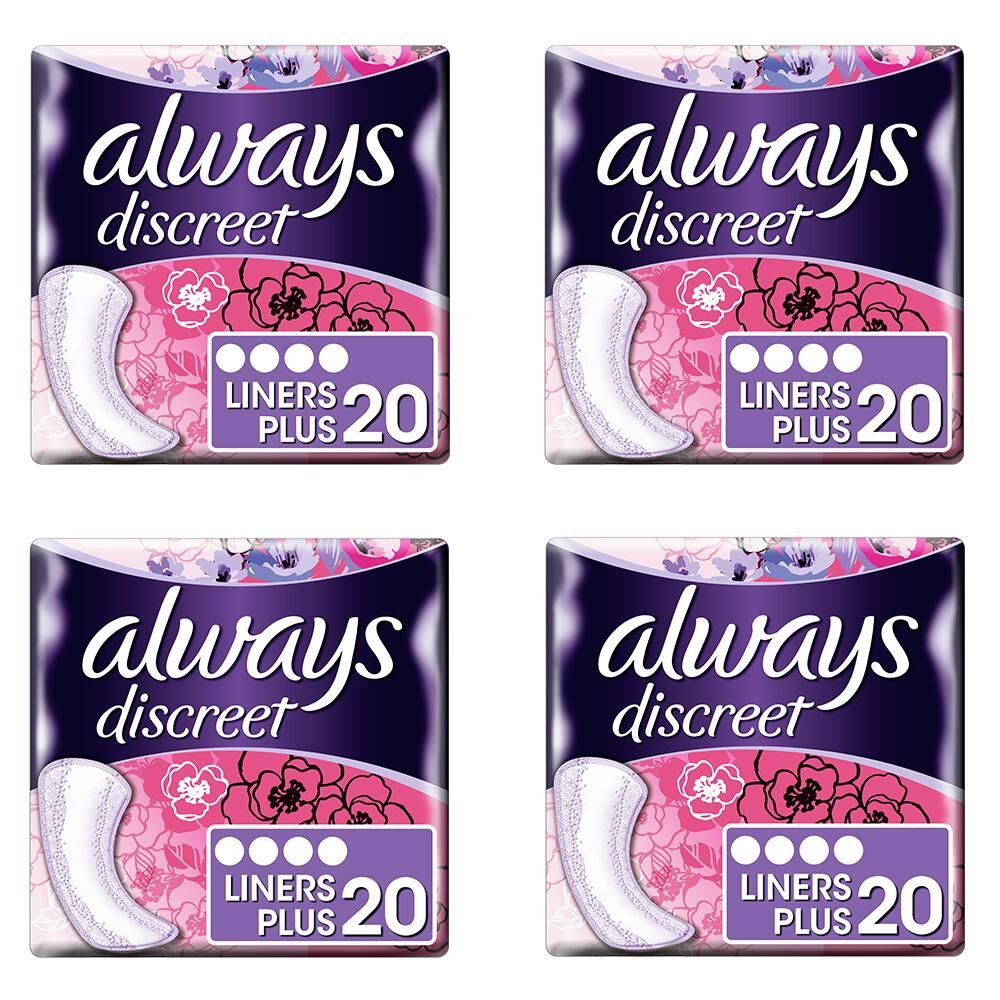 Always\u0020Discreet\u0020Liners\u0020Plus\u0020\u002D\u0020Case\u0020Saver\u0020\u002D\u00204\u0020Packs\u0020of\u002020