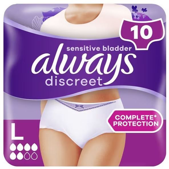 Always\u0020Discreet\u0020Pants\u0020Normal\u0020\u002D\u0020Large\u0020\u002D\u002010\u0020Pack
