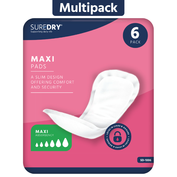 SureDry\u0020Ladies\u0020Incontinence\u0020Maxi\u0020Pads\u0020\u002D\u0020Light\u0020\u002D\u0020Pack\u00206\u0020\u002D\u0020Case\u002012