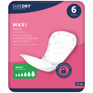 SureDry Ladies Incontinence Maxi Pads Light - Pack 6
